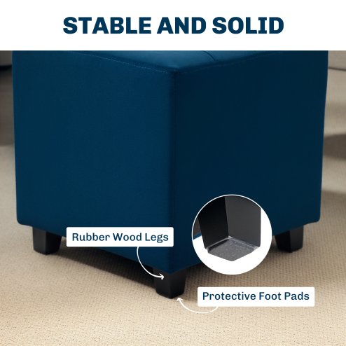 HOMCOM Small Footstool Ottoman, Velvet Footrest, Square Foot Stool with Rubber Wood Legs and Padded Seat for Living Room, Bedroom, Entryway, 35 x 35 x 35cm