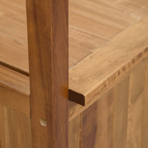 Outsunny 2 Seater Garden Storage Bench, 164L Outdoor Storage Box with Backrest Flower Pattern, Wooden Garden Bench with Armrests, 125 x 68.5 x 97cm, Natural