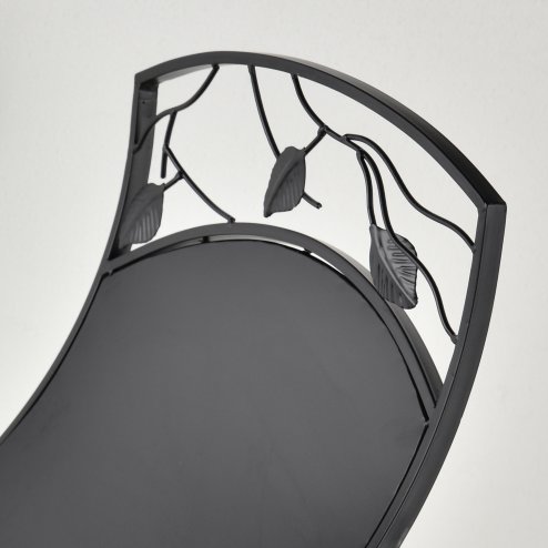 Outsunny Metal Arced Firewood Log Holder Indoor Outdoor Folding Firewood Rack Fireplace Wood Storage Shelf w/ Leaf Pattern Design, Black, 43.5W x 36.5D x 41H cm