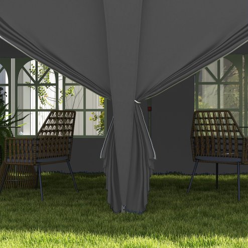 Outsunny 3 x 6 m Pop Up Gazebo with Sides and Windows, Height Adjustable Wedding Camping Party Tent Canopy Marquee with Storage Bag for Garden, Event, Grey