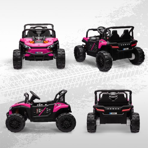 AIYAPLAY Kids Ride on Car, 12V Battery Powered Electric Truck with Remote Control, 4 Suspension Wheels, Horn, Lights, Music, USB, for Ages 3-5 Years, Pink