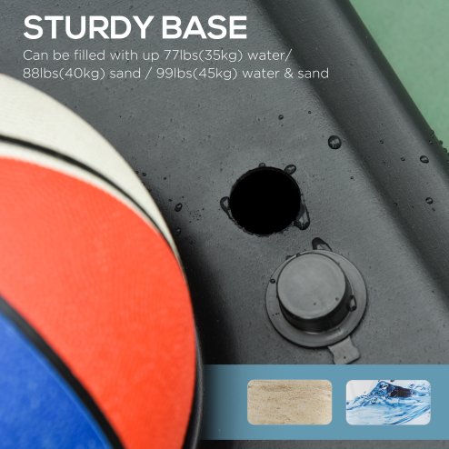 HOMCOM Basketball Hoop and Stand with PE Backboard and Weight Base Height Adjustable 1.6-2.1m Portable on Wheels, Blue