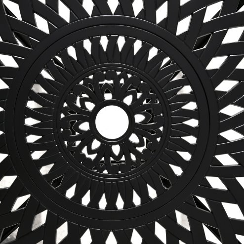 Outsunny 78 cm Round Garden Dining Table with Parasol Hole Antique Cast Aluminium Outdoor Table Only, Black