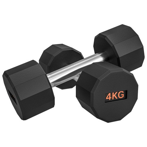 SPORTNOW Dumbbells Set, Hand Weights Pair with 12-Sided Shape and Non-Slip Grip for Men Women Home Gym Workout, 2 x 4kg