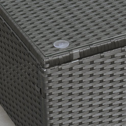 Outsunny PE Rattan Coffee Table, Rectangular Outdoor Coffee Table with Tempered Glass Top, 70 KG Capacity for Garden, Balcony, Terrace, Patio, Black