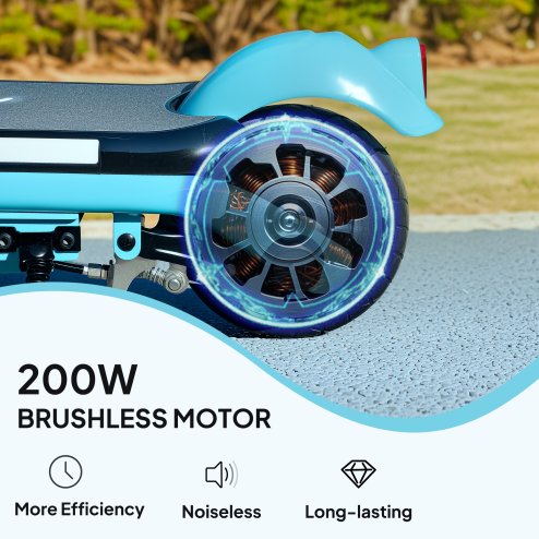 AIYAPLAY Electric Scooter for Kids Ages 6-14, with Dual Brakes, Flash Wheel and Colourful Light, Kids Electric Scooter E Scooter, Up to 12 KM/H & 10 KM, Blue