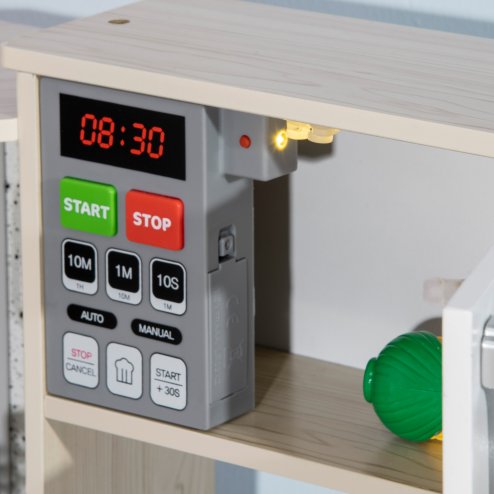 HOMCOM Kids Kitchen Playset Pretend Toy Kitchen w/ Role Play Accessories, Sound and Light Effects, Phone, Storage Space