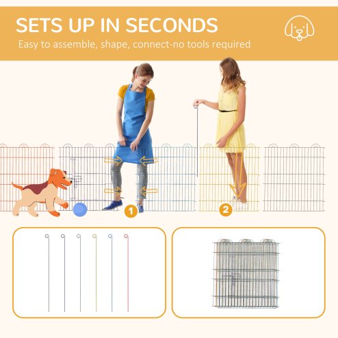 PawHut Dog Playpen, Puppy Pen, Metal Rabbit Run, Pet Crate Fence w/ Door, for Indoors and Outdoors, 60H x 120cm