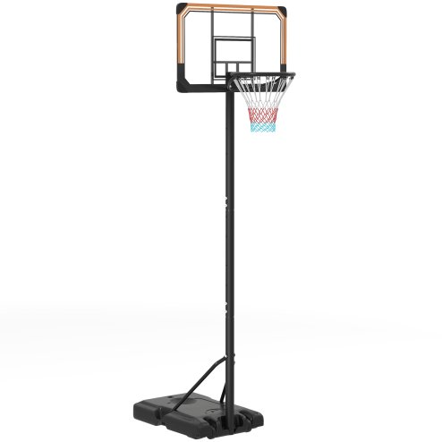 SPORTNOW Height Adjustable Basketball Hoop and Stand, Freestanding Basketball Stand, Net, System with Wheels, Enlarged Base, P Backboard for teenager, 1.82-2.13(m) - Black