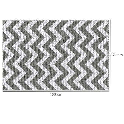 Outsunny 121 x 182 cm(4x6ft) Outdoor Rug Reversible Mat Plastic Straw Rug Portable RV Camping Mat for Garden Deck Picnic Indoor, Light Grey & White