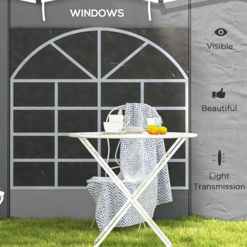Outsunny Gazebo Side Panels with Windows and Doors, for 3x3(m) or 3x6m Pop Up Gazebo, 2 Pack Sides Replacement, Light Grey