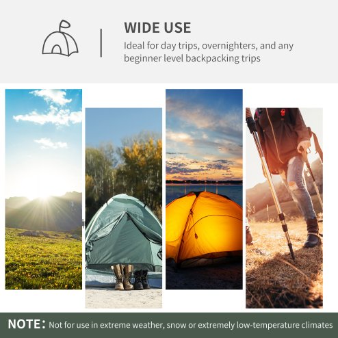 Outsunny Two-Man Camping Tent Dome Tent with Weatherproof Shell, Vestibule & Windows, for Fishing & Hiking, Blue and Grey