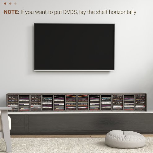 HOMCOM 204 CD Media Display Shelf Unit Set of 2 Blu-Ray Tower Rack w/ Adjustable Shelves Bookcase Storage Organiser, Mocha Wood Effect