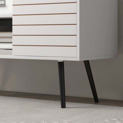 HOMCOM TV Stand Cabinet for  TVs, TV Unit with Open Shelves, Soft-close Door and Cable Holes, Entertainment Unit for Living Room