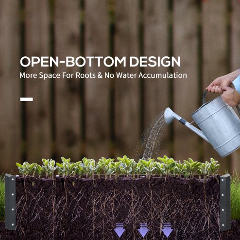 Outsunny 216L Rectangle Raised Garden Bed Box with Weatherized Steel Frame for Vegetables, Flowers and Herbs, 120 x 60 x 30.5cm, Grey