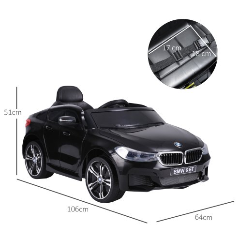 HOMCOM BMW 6GT Licensed Electric Car for Kids, 6V Battery Powered Kids' Electric Ride-on with Remote Control, LED Headlights, Music, for 3-6 Years Old