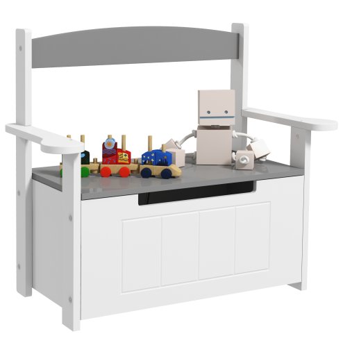 AIYAPLAY Toy Box, 2 in 1 Toy Storage Chest Kids with Lid, Large Toy Storage Organiser Bench for Bedroom, Nursery, Playroom, Grey