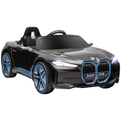 HOMCOM BMW i4 Licensed 12V Electric Car for Kids, Kids Electric Ride-on with Remote Control, Suspension Wheels, Music, Horn, Lights, MP3 Slot, Portable Battery, for Ages 3-6 Years - Black