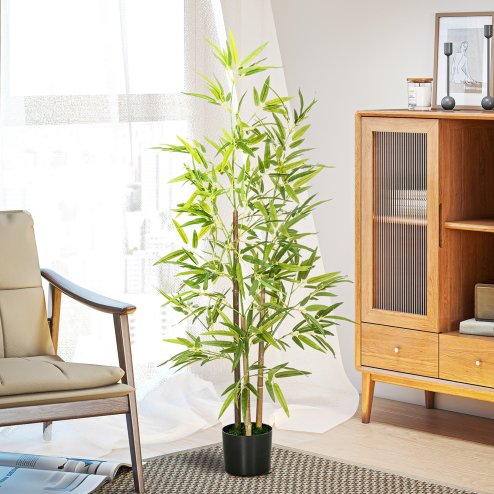 HOMCOM Decorative Artificial Plants Bamboo in Pot Fake Plants for Home Indoor Decor,120 cm