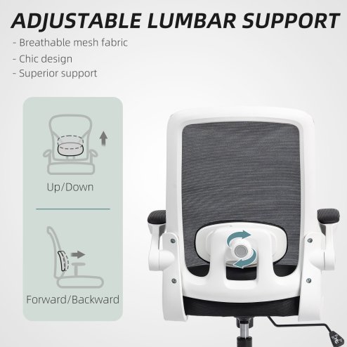 HOMCOM Executive Office Chair, Ergonomic Mesh High Back Desk Chair with Flip-up Armrest, Adjustable Lumbar Support, Black