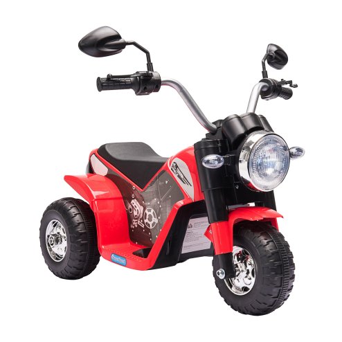 HOMCOM 6V Kids Electric Motorbike 3 Wheels Ride On Toy with Horn Headlights Realistic Sounds for Girl Boy 18 - 36 Months Red Image