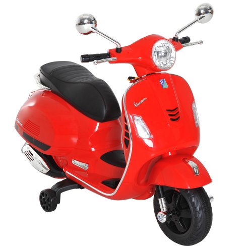 HOMCOM 6V Kids Electric Motorcycle Licensed Vespa Ride On Motorbike w/ MP3 Music LED Toy for 3-6 Years Old Red Image
