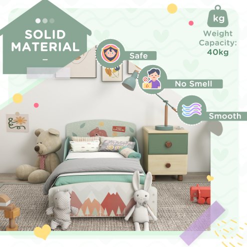 ZONEKIZ Toddler Bed Frame, Kids Bedroom Furniture for Ages 3-6 Years, 77 x 143 x 60cm