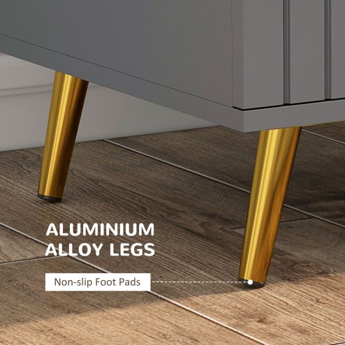 HOMCOM Bedroom Chest of Drawers, Modern 4-Drawer Dresser, Storage Drawer Unit with Aluminium Legs, Dark Grey