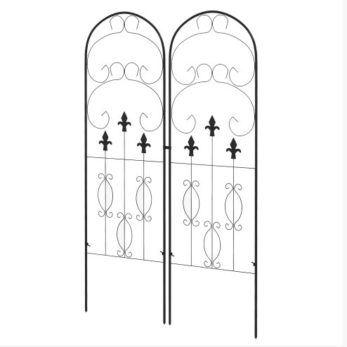 Outsunny Set of 2 Garden Trellis, Metal Trellis for Climbing Plants Support Frames, 45 x 150cm, Scrolls Design