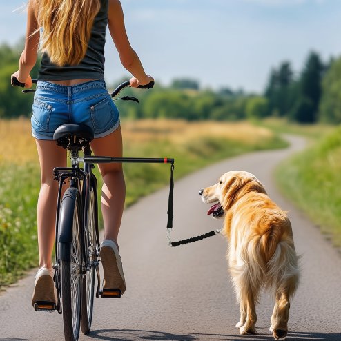 PawHut Dog Lead for Bicycle, Dog Bicycle Exerciser Leash Easy Installation Removable, Hands Free Dog Bike Leash for Cycling, Training, Jogging, Black Image