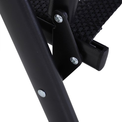 Outsunny Set of 2 Folding Garden Chairs, Metal Frame Garden Chairs Outdoor Patio Park Dining Seat with Breathable Mesh Seat, Black