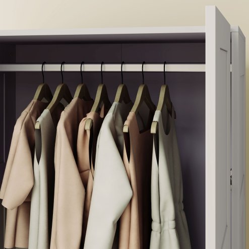 HOMCOM 2 Door Wardrobe for Bedroom, Double Wardrobe with Shelves and Hanging Rail, Modern Bedroom Furniture, Grey