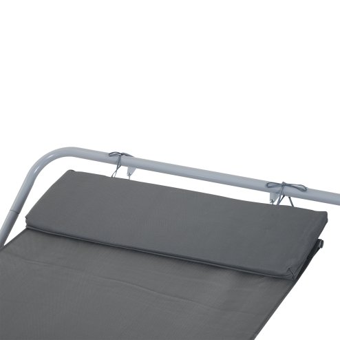 Outsunny Rocking Sun Lounger, Single Garden Lounger Sunbed with Headrest Pillows, Texteline Outdoor Rocking Chair Swing Hammock Daybed with Metal Frame for Patio, Terrace, 212 x 132 x 66 cm, Grey