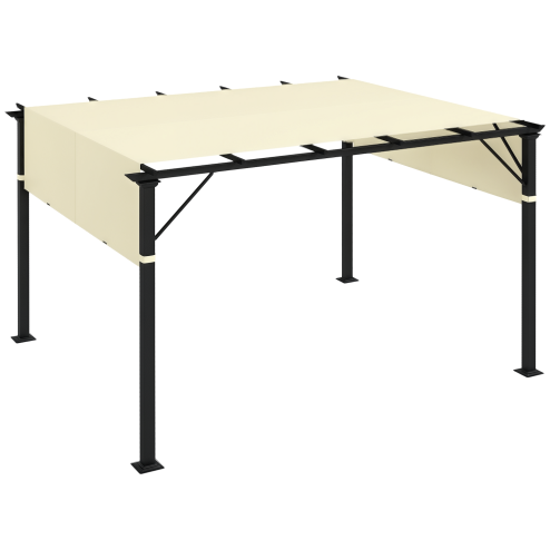 Outsunny 2 PCS Pergola Canopy Replacement, 4.9 x 1.2m UV Protection Pergola Cover, Easy to Install, for 3 x 3(m) Pergola, Cream White