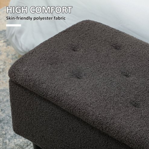 HOMCOM 47L Storage Ottoman, End of Bed Bench with Wooden Legs, Fabric Footstool for Living Room, Bedroom, 95 x 38 x 45cm