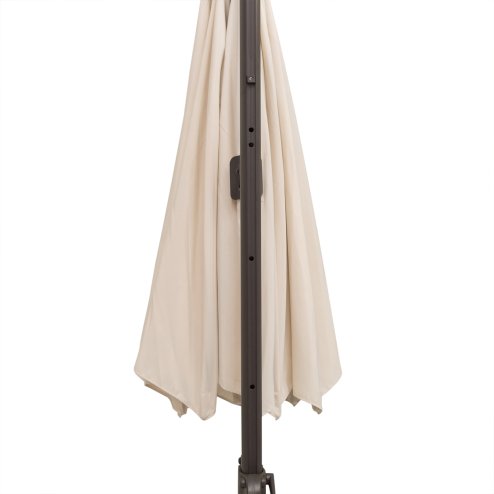 Outsunny 3M Cantilever Parasol, Hanging Garden Umbrella Sun Shade with 360 Rotation, Aluminium Frame, Cross Base, Hand Crank, Beige