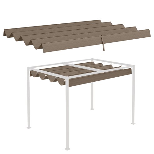 Outsunny Retractable Pergola Roof, Sun Shade Cover, UV30+ Protected Replacement Canopy Fabric for 3 x 2m Pergola Frame, Coffee