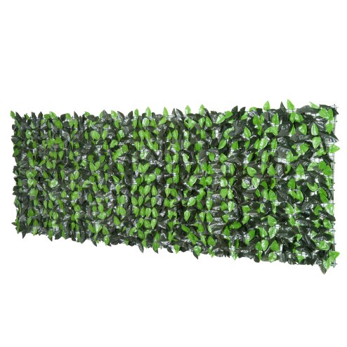 Outsunny Artificial Leaf Hedge Screen Privacy Fence Panel for Garden Outdoor Indoor Decor 3M x 1M Light Green and Dark Green Image