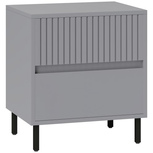 HOMCOM Bedside Table, Side Table with 2 Drawers, Bedside Cabinet with Storage and Steel Legs for Bedroom, Living Room, Grey