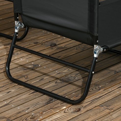 Outsunny Folding Sun Loungers Set of 2, Outdoor Day Bed with 5-Position Adjustable Backrest, Portable Recliner Garden Chairs with Breathable Mesh for Beach, Patio, Black