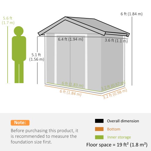 Outsunny 6.5ft x 3.5ft Garden Storage Shed, Large Metal Shed for Outdoor Storage with Double Sliding Doors and 4 Vents, Green
