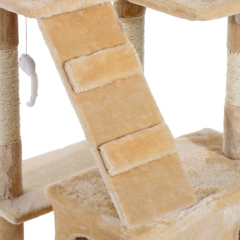 PawHut Cat Tree for Indoor Cats, 173 cm Cat Tower Scratching Post, Tall Climbing Tower, Activity Centre House, Cream