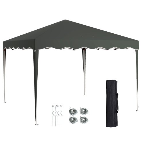 Outsunny 3x3(m) Pop Up Gazebo, Foldable Party Tent with Wave Edge and Carry Bag, Height Adjustable Festival Camping Canopy for Garden Outdoor, Grey