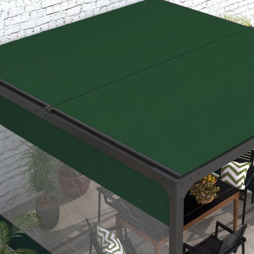 Outsunny 2 Pack Pergola Gazebo Side Panels with Large Window, for 3(m) Long Garden Pergola, 3x2m Gazebo Side Curtains Replacement, Green
