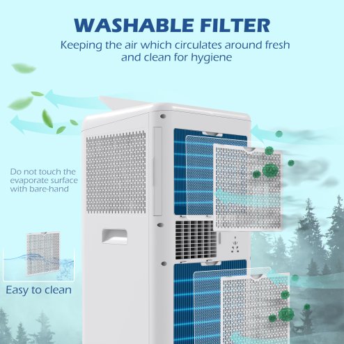 HOMCOM 12000 BTU Portable Air Conditioner, 5 in 1 Air Conditioning Unit, Dehumidifier with Remote, LED Display, 2 Speeds, 24H Timer, Child Lock, Window Venting Kit, 35m², A Energy Efficiency