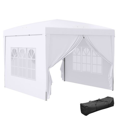 Outsunny 3 x 3(m) Pop Up Gazebo, Water and UV Resistant Party Tent Camping Canopy Marquee with Carry Bag, White