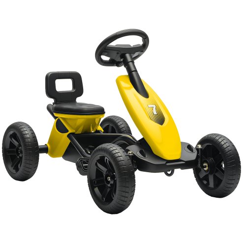 AIYAPLAY Pedal Go Kart for Kids, Children Ride-On Race Car with Silent EVA Tyres, for 2-5 Years, Yellow