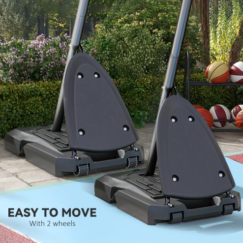 SPORTNOW Basketball Hoop Outdoor, Height Adjustable Basketball Hoop and Stand with Weighted Base, Portable on Wheels, 2.4-2.9m, Red