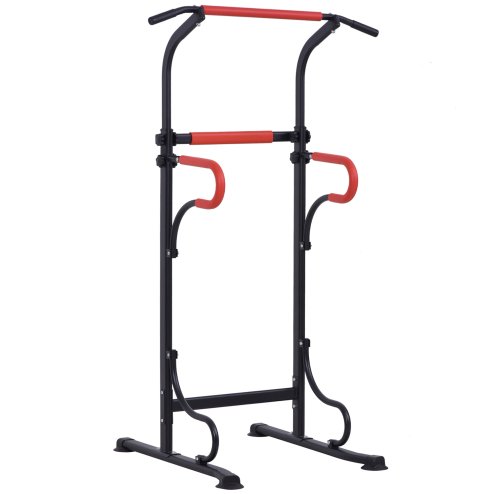 HOMCOM Pull Up Station with Dip Station and Push-up Stand, Height Adjustable Power Tower, Free Standing Pull Up Bar for Home Gym