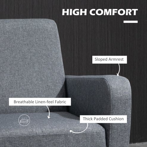 HOMCOM Modern Wingback Living Room Chair, Upholstered PU Leather Accent Armchair,  Single Sofa Chair with Lounge Seat and Wood Legs for Bedroom/Office/Reading Spaces
